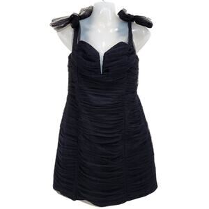 Alice McCall Goodvibes Tulle Tie Off Shoulder Fitted Mini Dress Black Size US 8